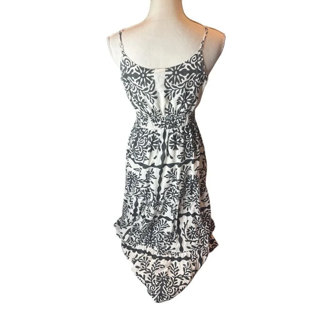 C And C California Black And White Prairie Midi Artsy Tired Spaghetti Strap Sz A